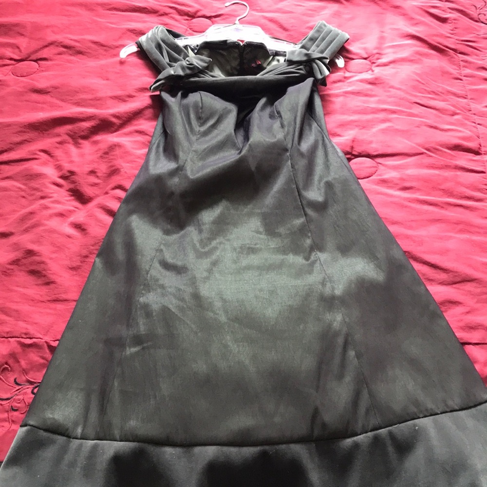 Silk and velvet off the shoulder dress